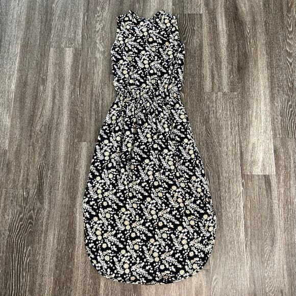 EUC Banjanan Floral Maxi Dress Size Small Black 100% Cotton Sleeveless Layering - Picture 15 of 15